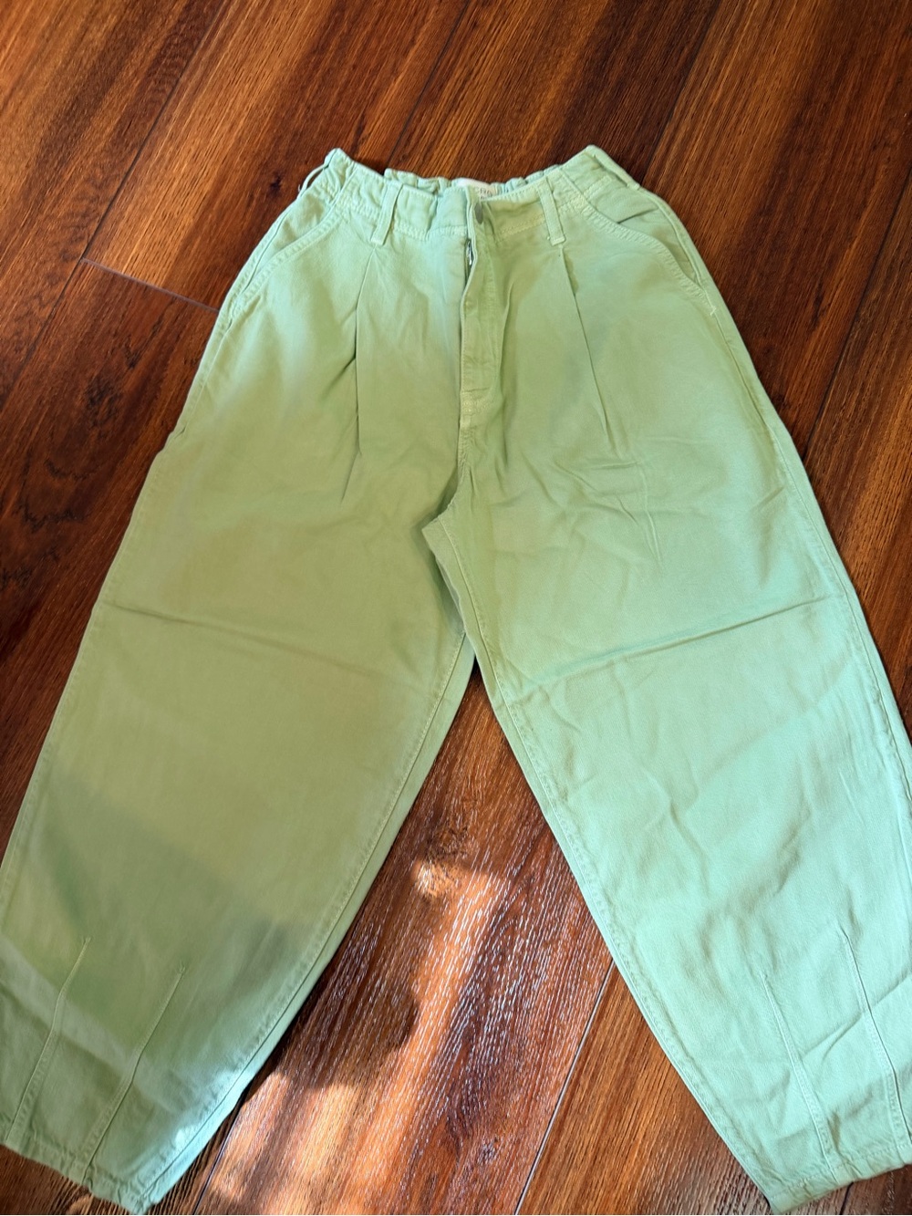Pilcro Mint Green High-Waist Tapered Pants